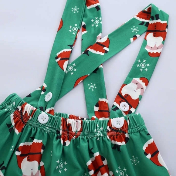 Christmas Baby Girl Red & Green Printed Santa Top & Skirt Size 18 - 24 Months - Picture 3 of 7